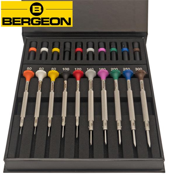Bergeon 30081-AC10 Deluxe Kit – 10 Uhrmacherschraubendreher aus Edelstahl. Lieferung in einer Box