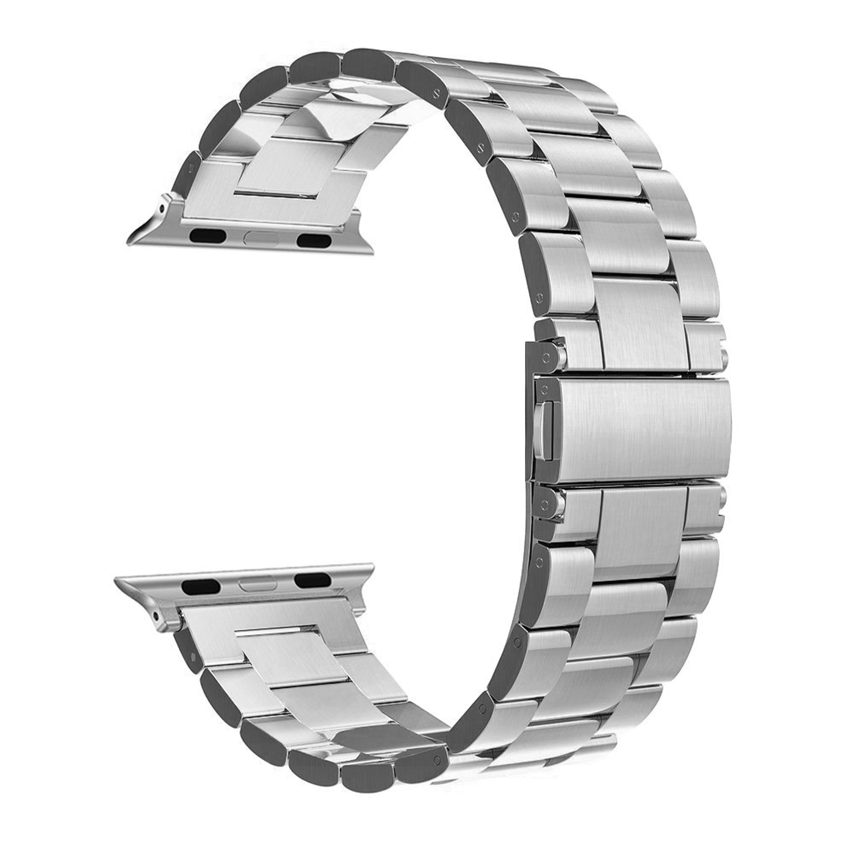 3 Color - Bracelet de Montre - Compatible Apple Watch - Maillons 3 Rangées Acier Inoxydable 304L