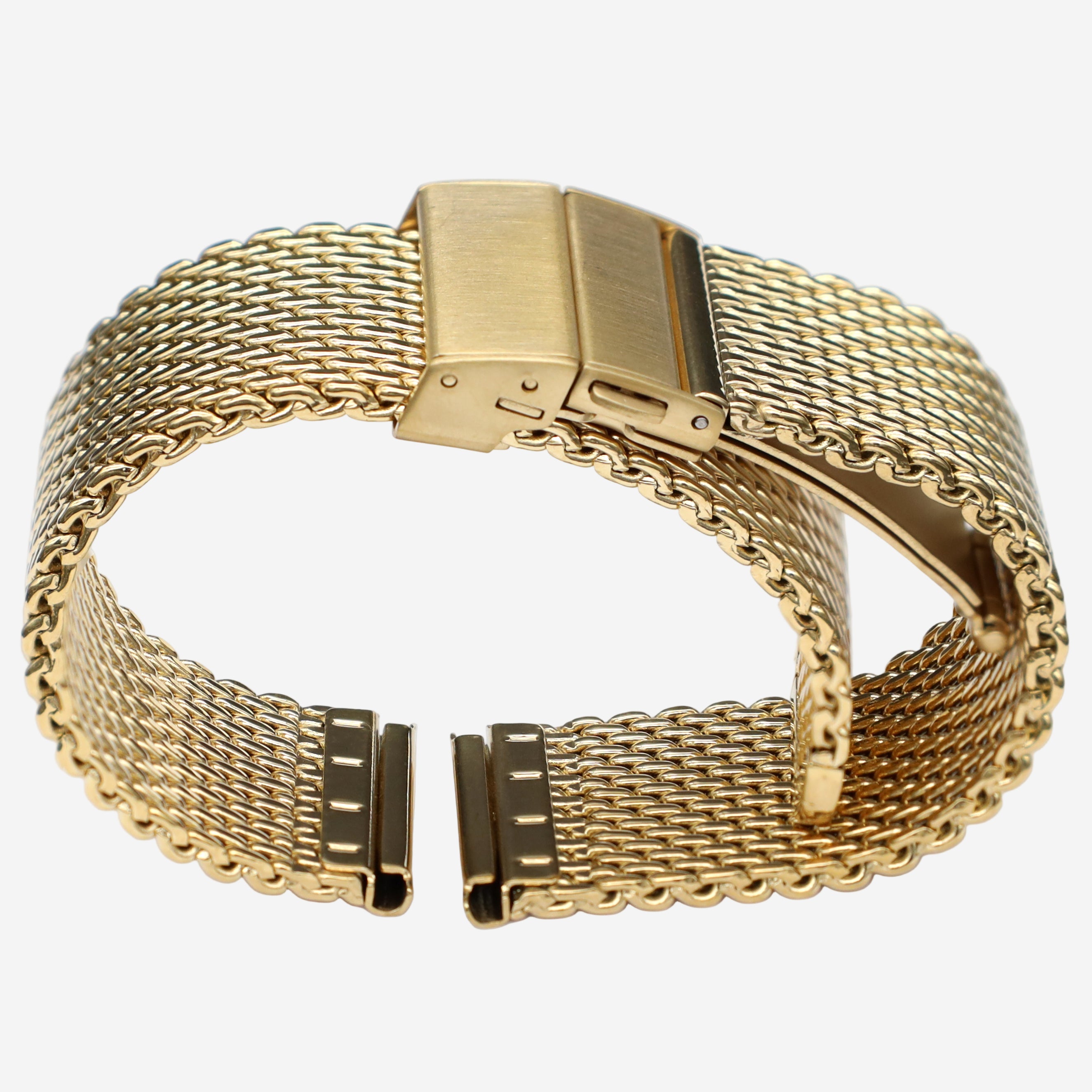 22mm BiG Mesh Ø 1mm Faltschließe - Herren Uhrenarmband Mesh, Milanaise - Universal - Gold / Gold