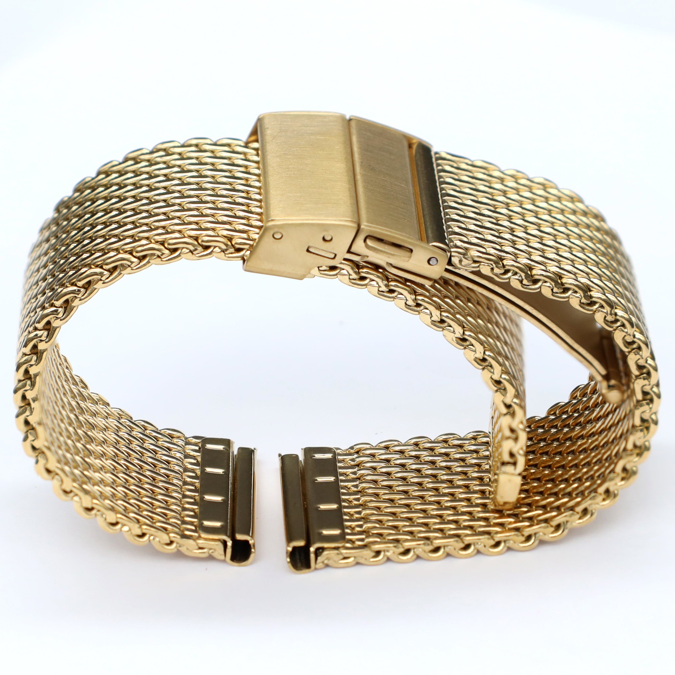 22mm BiG Mesh Ø 1mm Faltschließe - Herren Uhrenarmband Mesh, Milanaise - Universal - Gold / Gold