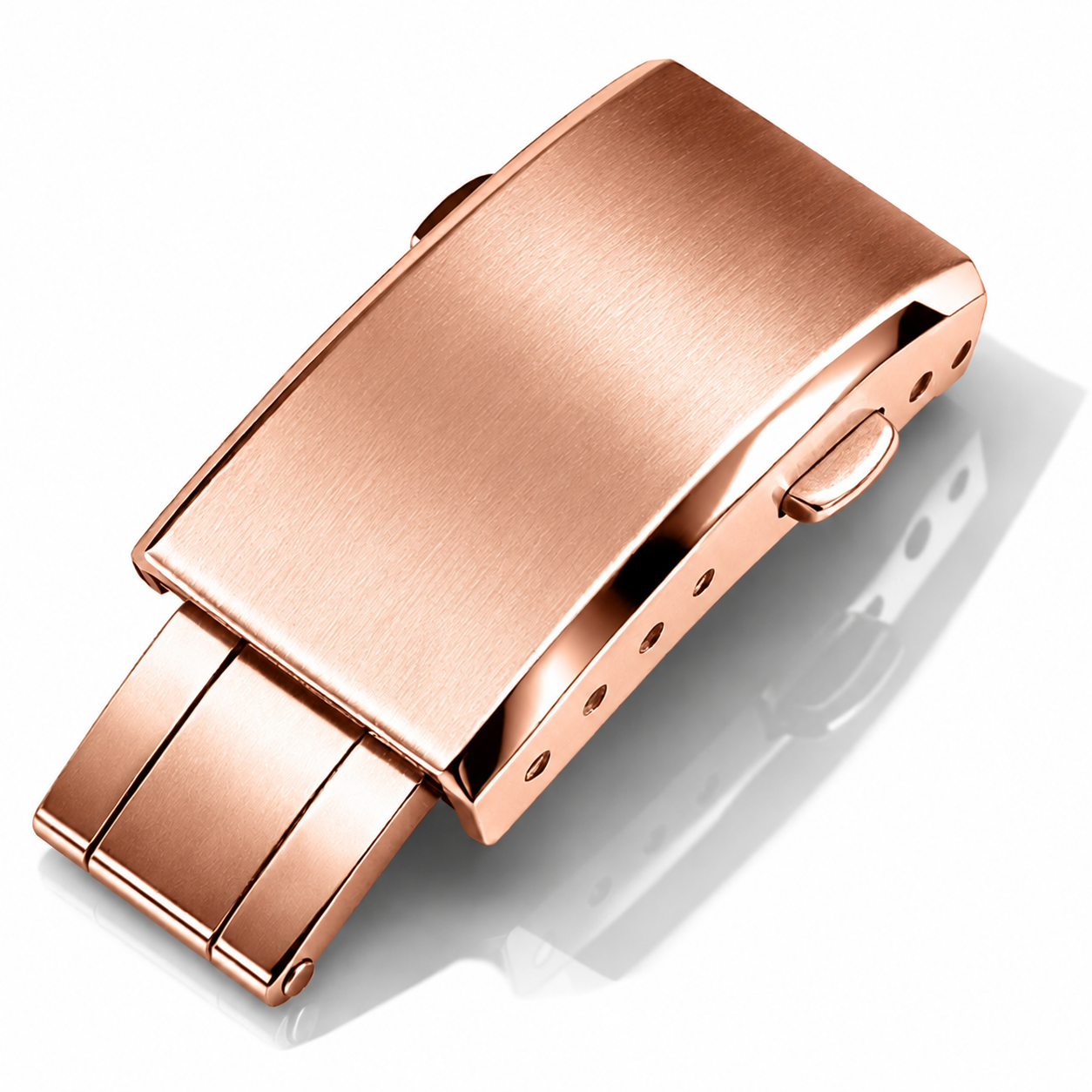 Rose Gold Deployant Watch Clasp CTS - Butterfly clasp - Brushed / Polished Steel - Strap Thickness ≤ 5.3mm - 4 Holes - 1 Pc