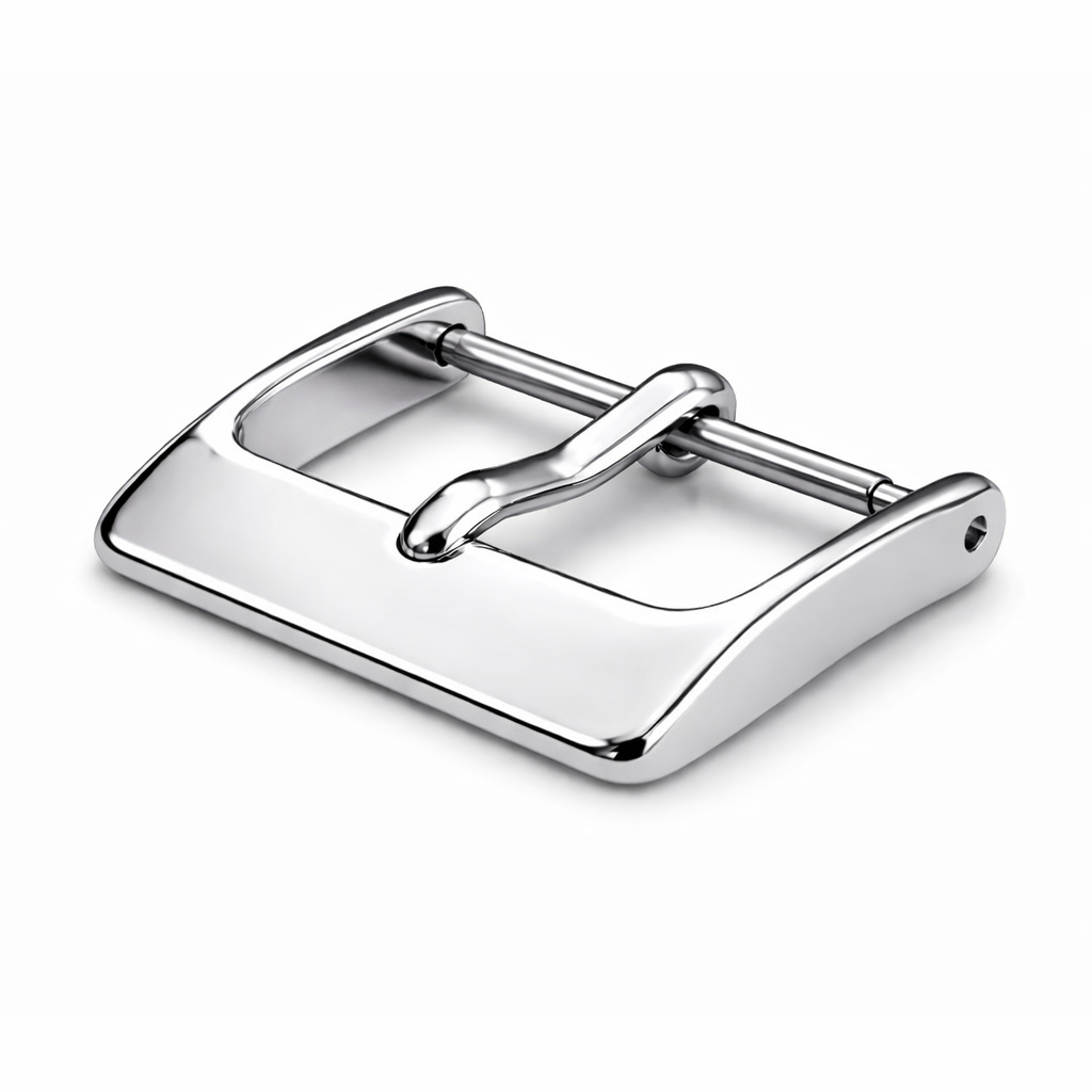 Buckle, Watch Strap Clasp - Polished Mirror Silver Aluminum | Pin 1.75mm - 1 Pc