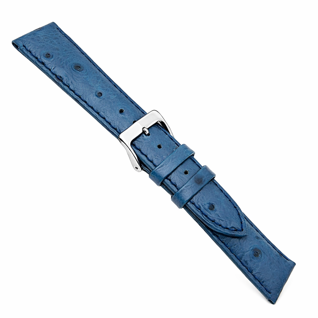 Bracelet Montre Grain Autruche - Cuir Bovin - Boucle Poli Miroir - Rembourrage 3,6 mm - Universel