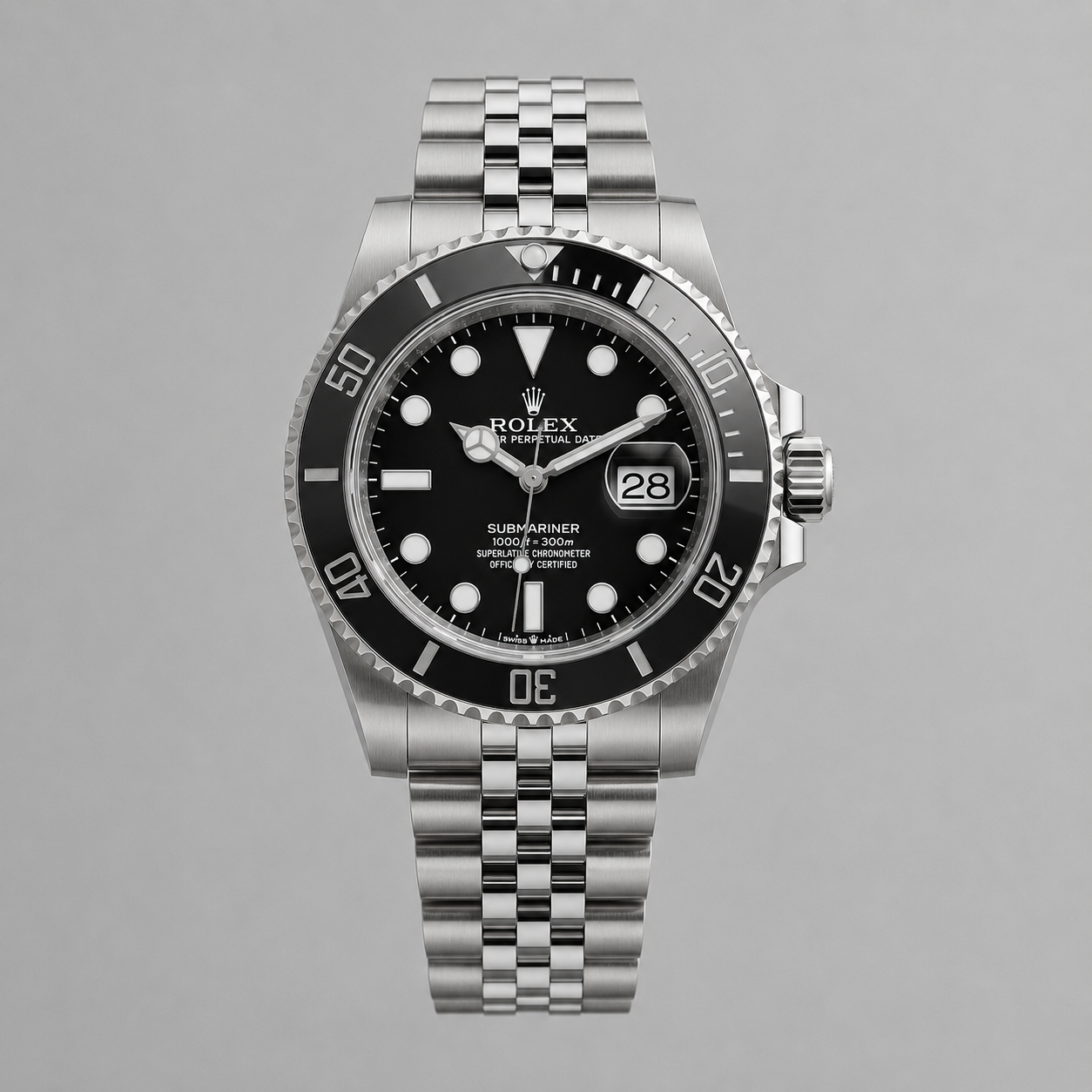 Massives Edelstahl-Jubilee-Armband für Submariner / Datejust und andere - 20mm - Faltschließe Mikro-Anpassung / gebogen