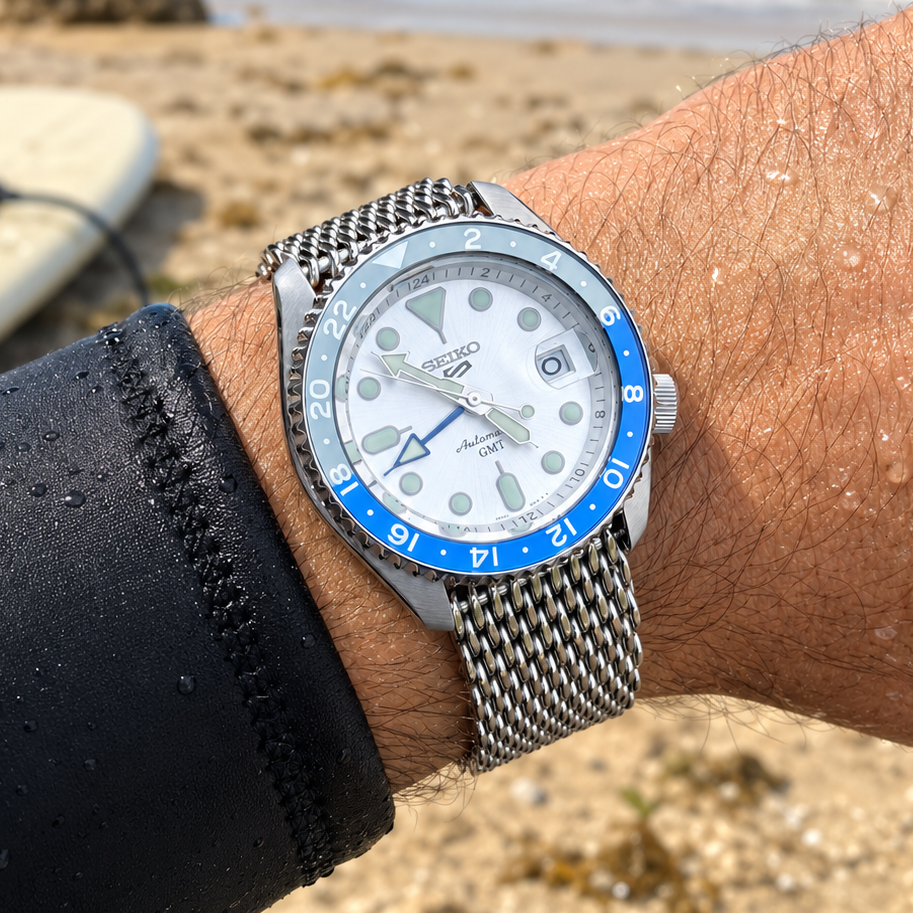 Bracelet Montre Maille Requin (Shark) - Acier 304 Poli Miroir - Boucle Déployante micro-réglages / Premium