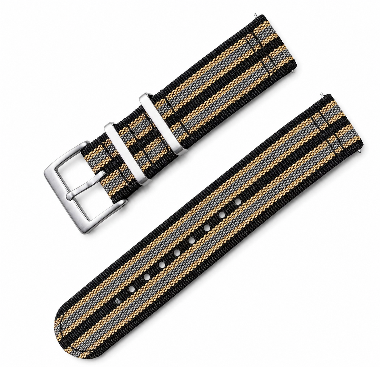 Bracelet Montre en Nylon Noir / Gris / Sable - Rapide - Universel