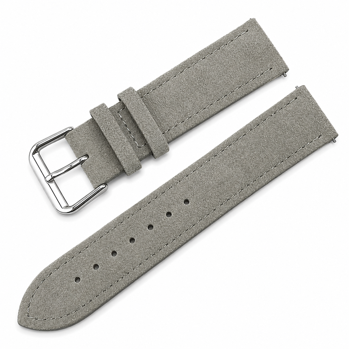 Bracelet Montre Cuir Suède (Daim) - Surpiqûre ton sur ton - Rapide / Boucle Ardillon - Universel