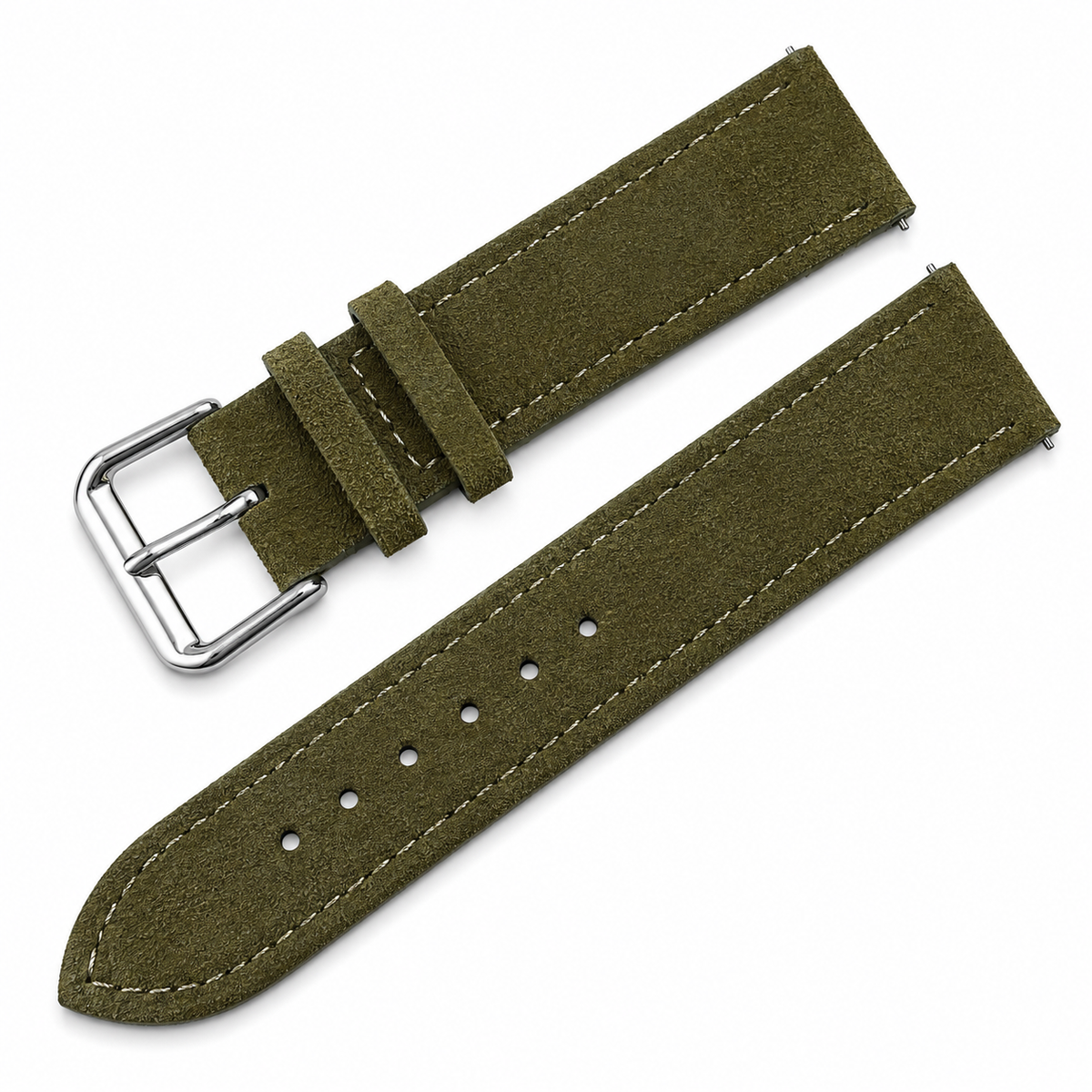 Bracelet Montre Cuir Suède (Daim) - Surpiqûre ton sur ton - Rapide / Boucle Ardillon - Universel
