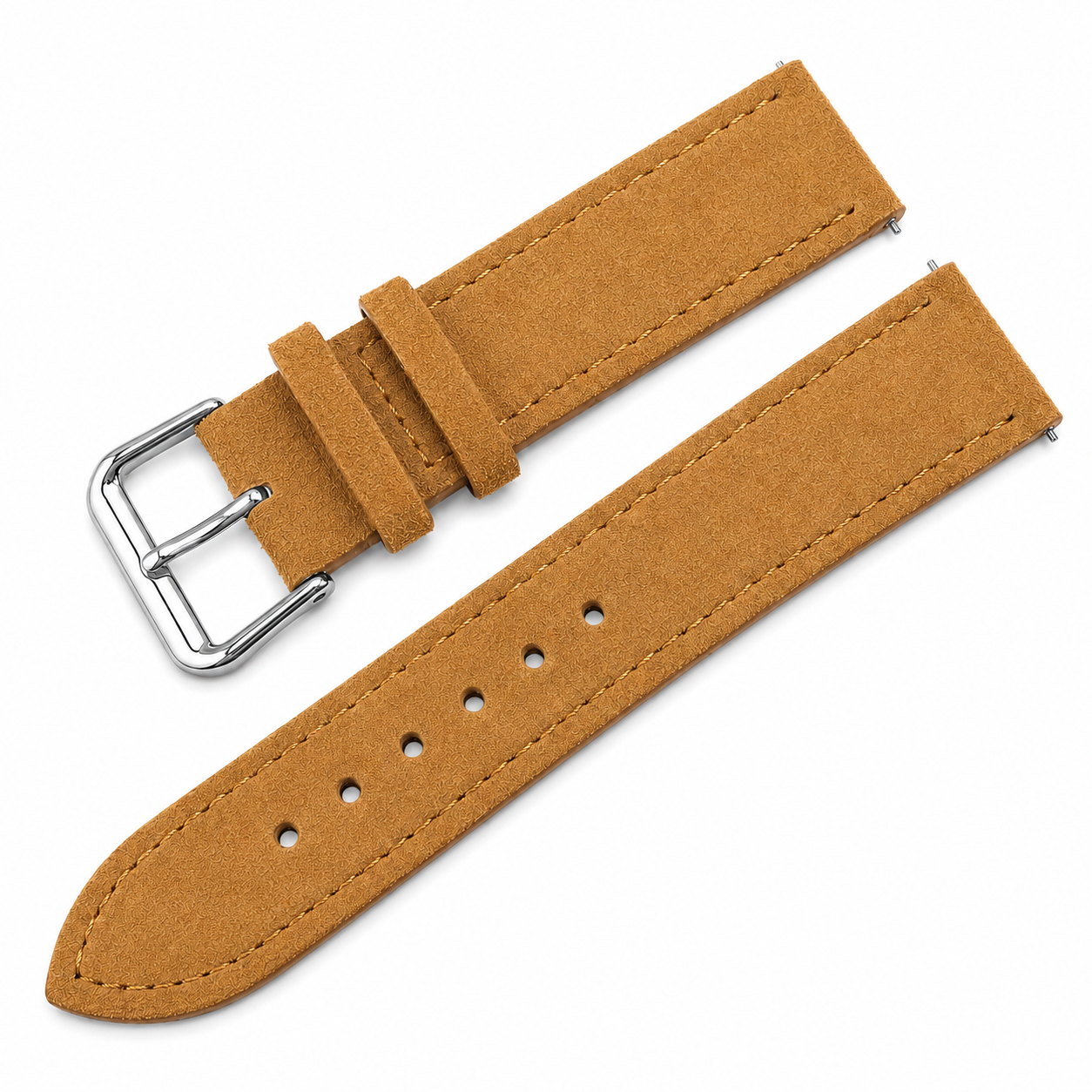 Bracelet Montre Cuir Suède (Daim) - Surpiqûre ton sur ton - Rapide / Boucle Ardillon - Universel