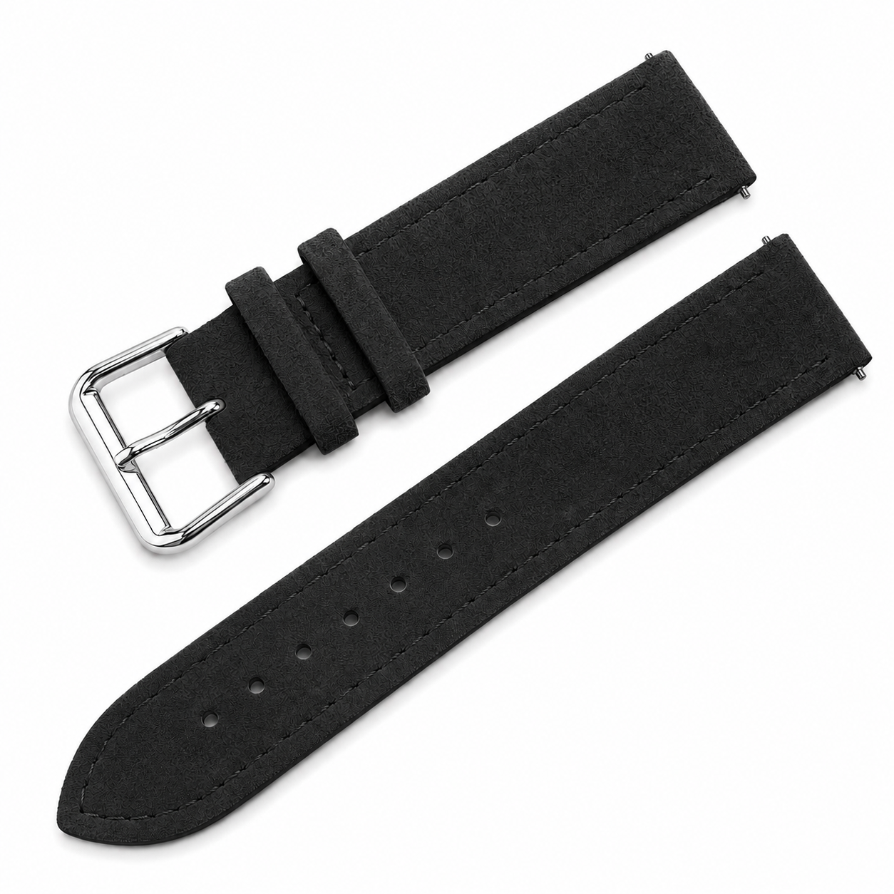 Bracelet Montre Cuir Suède (Daim) - Surpiqûre ton sur ton - Rapide / Boucle Ardillon - Universel