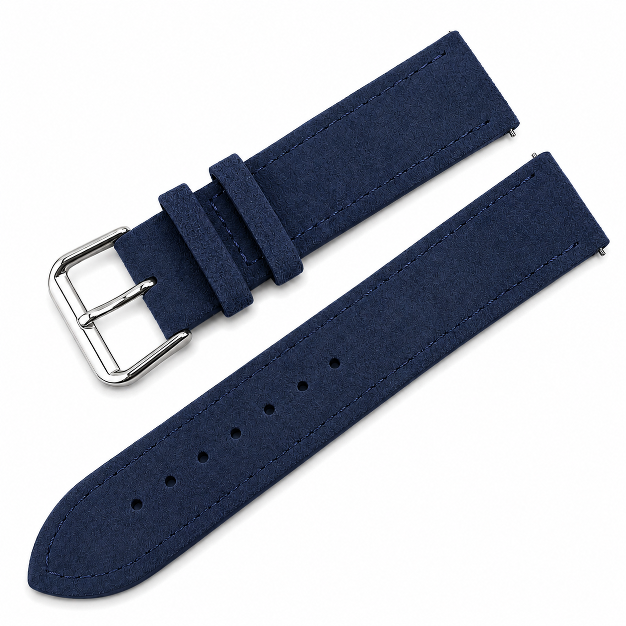 Bracelet Montre Cuir Suède (Daim) - Surpiqûre ton sur ton - Rapide / Boucle Ardillon - Universel
