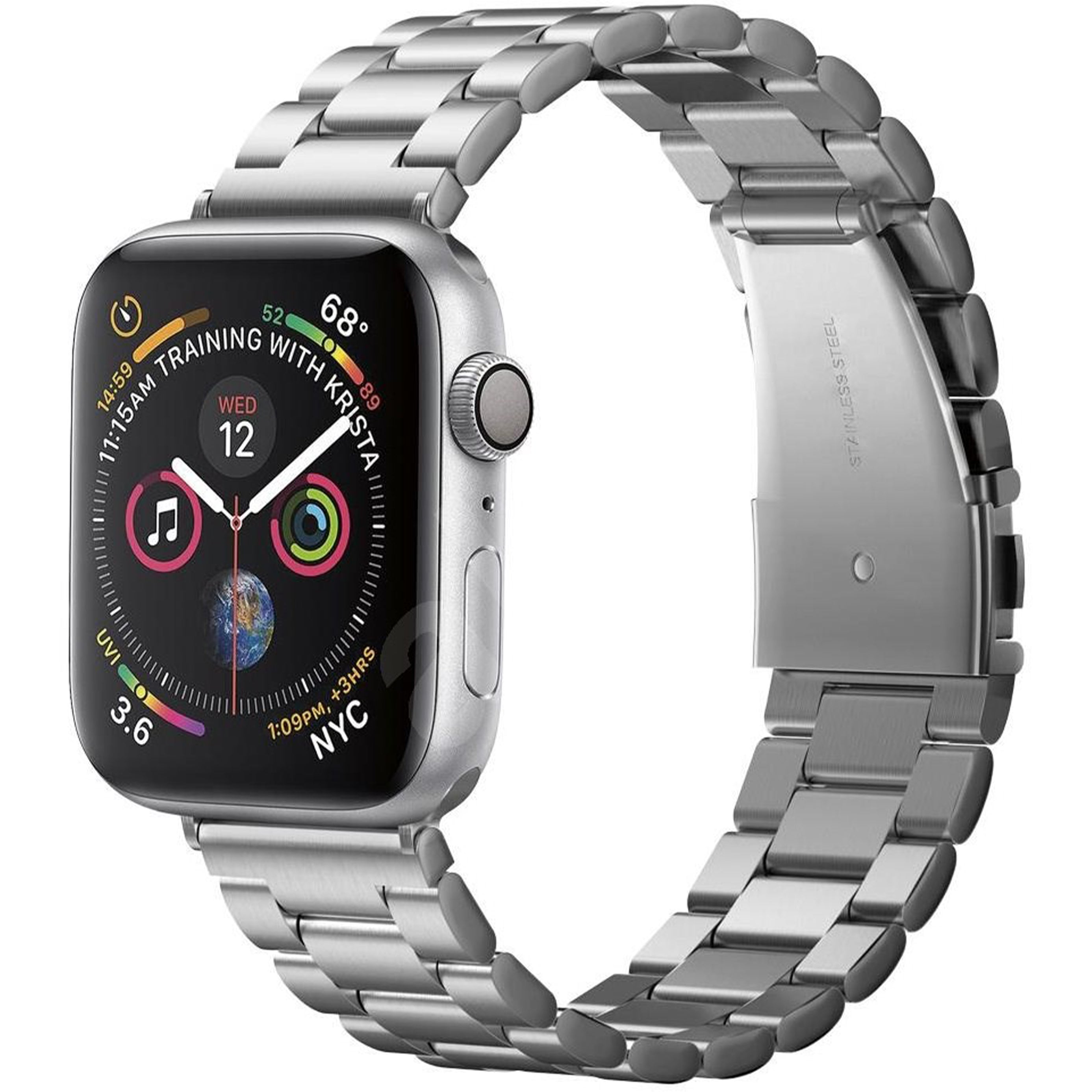 3 Color - Bracelet de Montre - Compatible Apple Watch - Maillons 3 Rangées Acier Inoxydable 304L