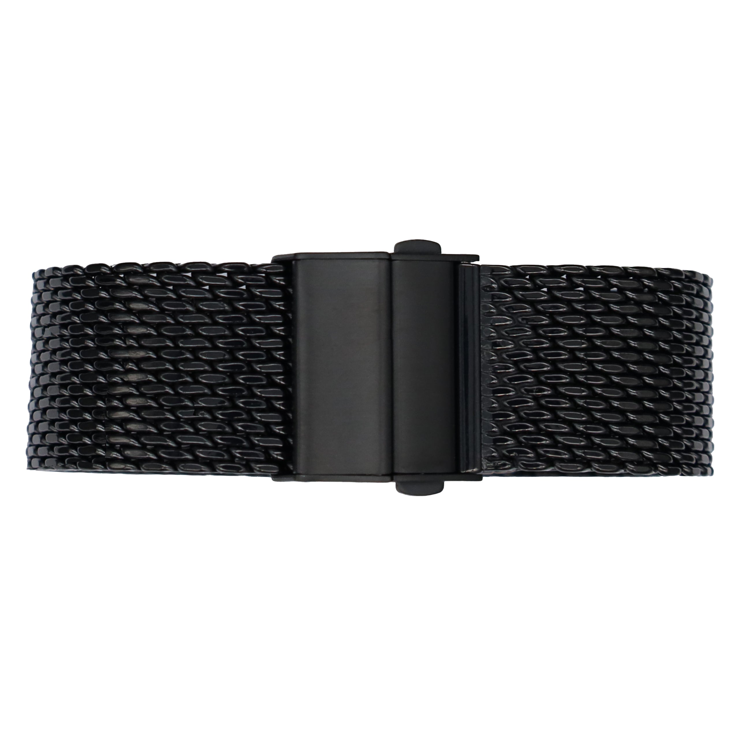 18mm BiG Mesh Ø 1mm Deployment Buckle - Men's Watch Strap Mesh, Milanese - Universal - Black / Black