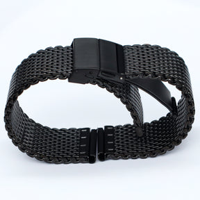 18mm BiG Mesh Ø 1mm Boucle déployante - Bracelet de montre Homme Maille, Milanais - Universel - Noir / Black