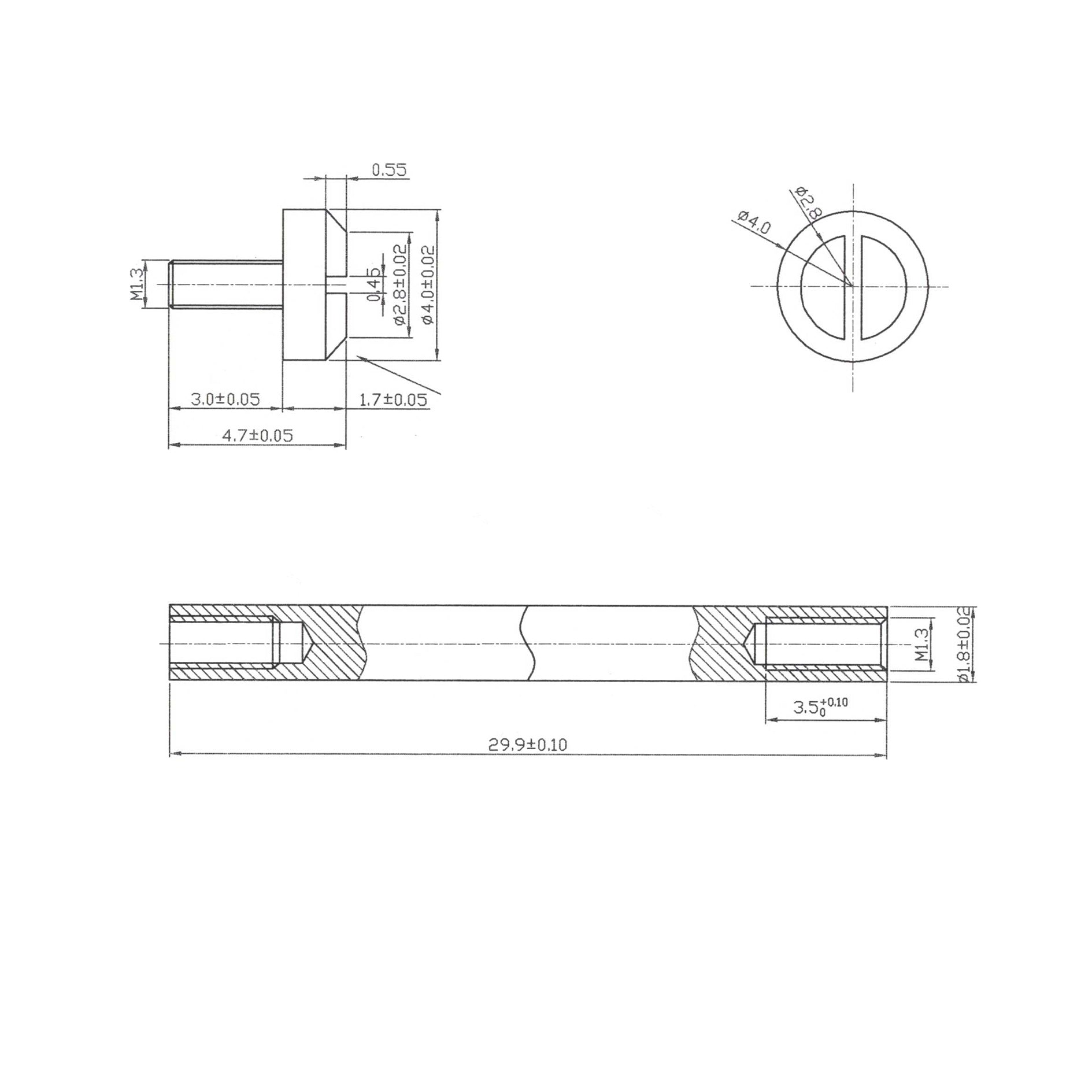 Schraube - Kompatibel mit Nixon 33mm 51-30 - Kopf H 4,0mm - Uhrenarmbandbefestigung - Edelstahl 316L