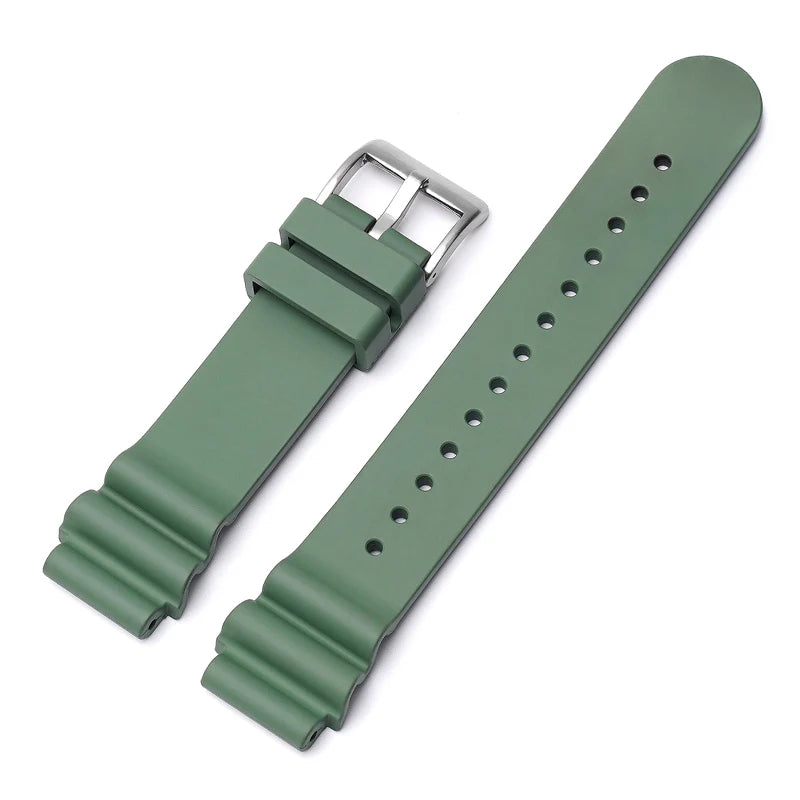 FKM Rubber Watch Strap – Wave / Diver - 4mm Thick - Universal