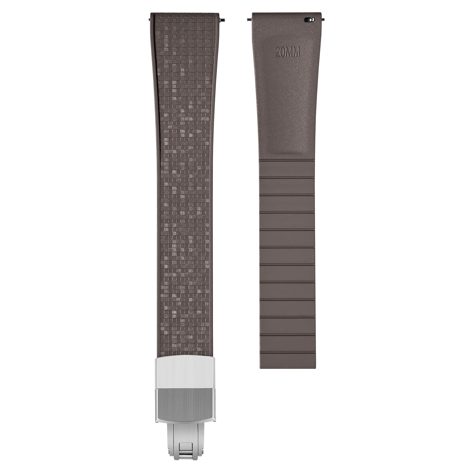 Mosaik-Kautschuk-Uhrenarmband – Silberne Faltschließe – Vulkanbraun