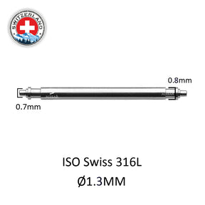 6mm to 22mm XTS Ø 1.3mm - Spring bars for watch strap - 316L stainless steel - 0.7mm - Swiss Made - 2 pcs