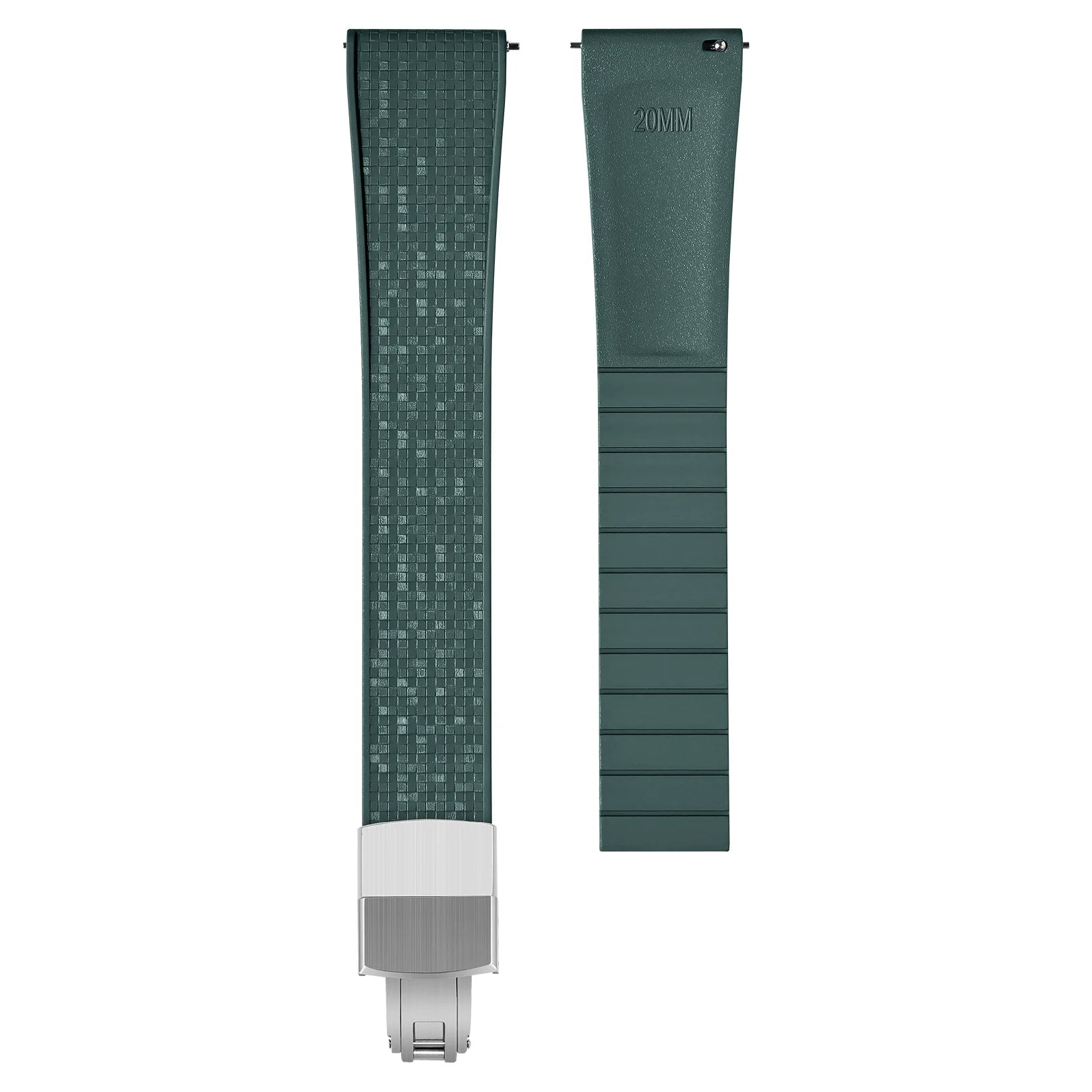 Mosaik-Kautschuk-Uhrenarmband – Silberne Faltschließe – Glimmergrün