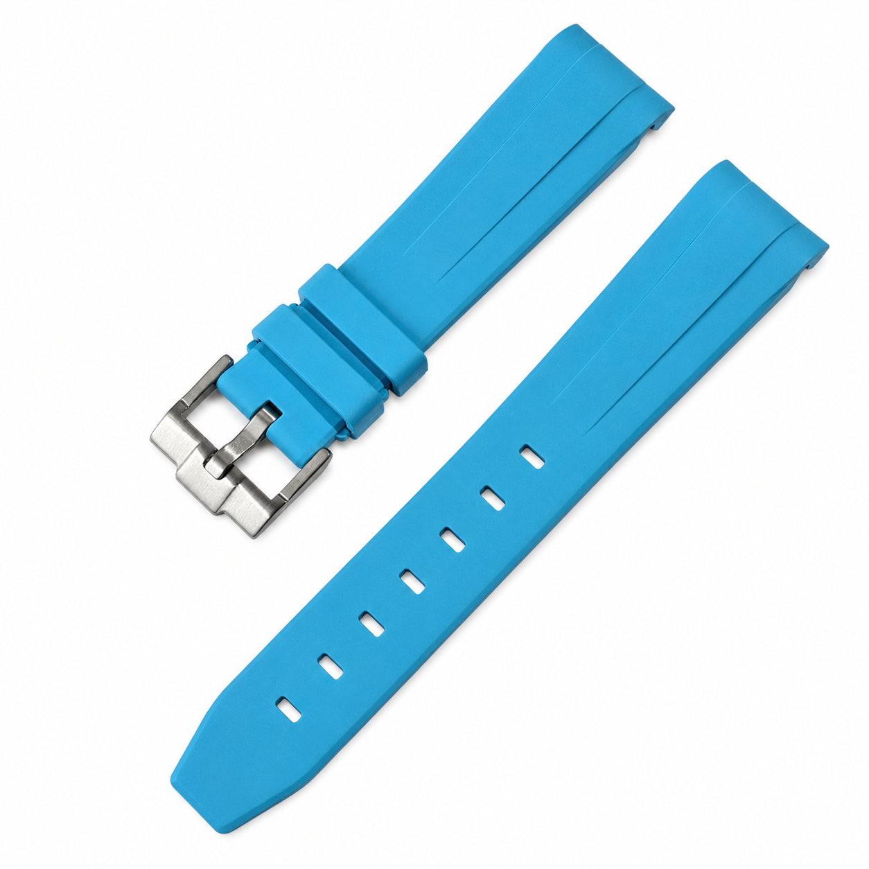 Bracelet 20mm en Caoutchouc FKM Compatible avec Rolex et autres - Boucle Ardillon - Incurvé / Premium