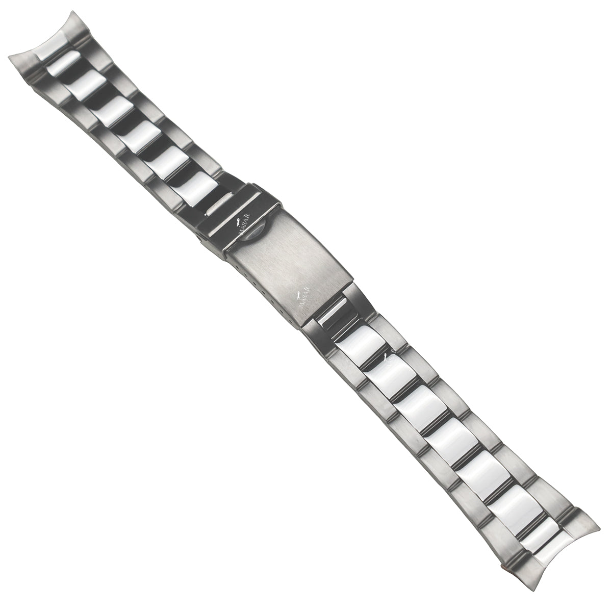 20 mm Premium-Uhrenarmband, kompatibel mit Rolex Oyster Men – Gebogener Spiegel, gebürsteter Stahl