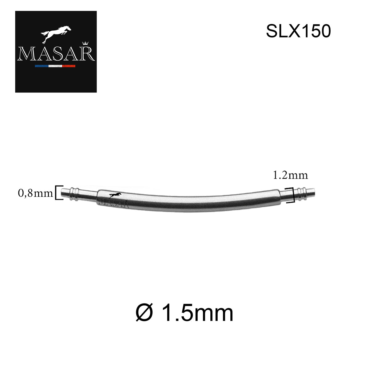 SLXC Ø 1,5mm - Barres à ressort pour bracelet de montre - Inox 316L - Incurvé, Courbé - 0,8mm - 2 pcs