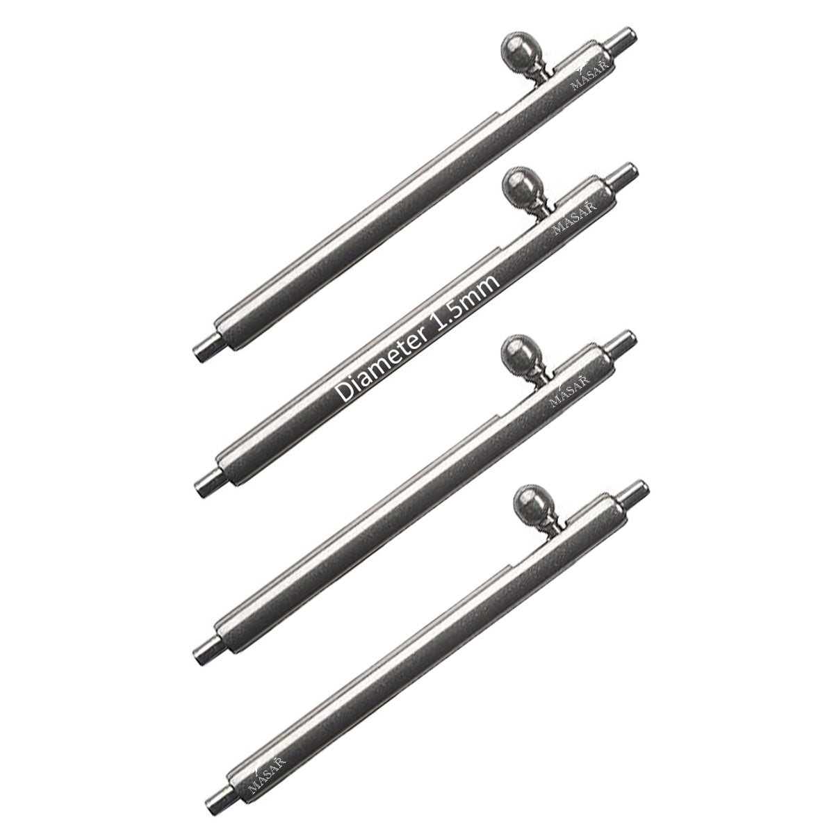 Xsa Ø 1.5mm Spring Bar for Watch Strap - Quick Release - Stainless Steel 0.8mm - 4 Pcs 