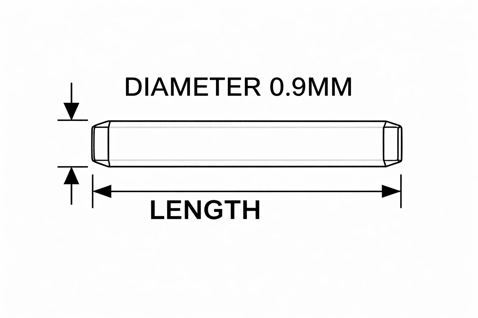 Pin Ø 0.9mm - Solid Round Bar for Watch Strap - 316L Stainless Steel - 2 Pcs