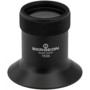 Bergeon 7856 Lupe (Mikrofone) aus schwarz eloxiertem Aluminium, mit Rändelring und bikonvexer Linse