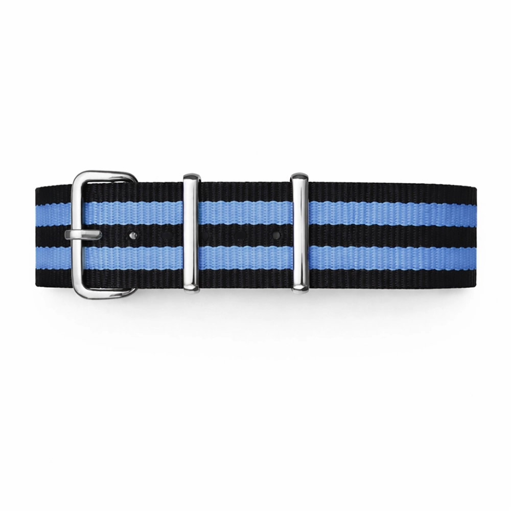 Schwarzes NATO-Uhrenarmband / 2 hellblaue Armbänder