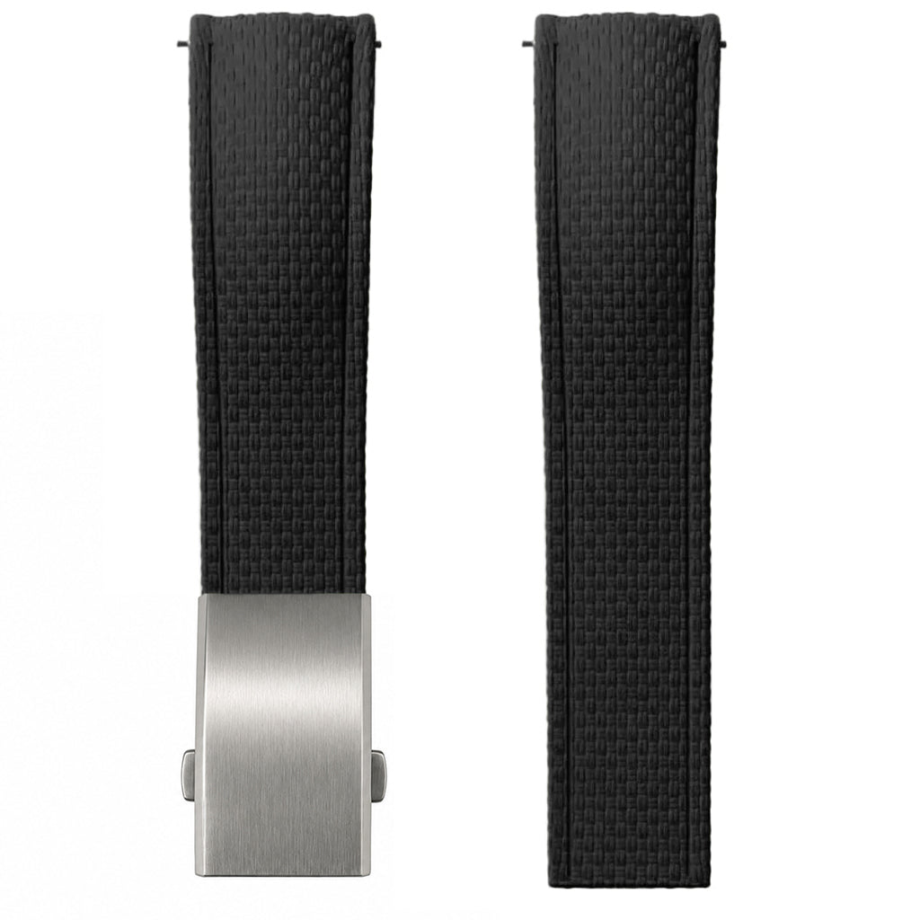Bracelet Montre Caoutchouc FKM - Compatible avec Seiko - Texture SAILCLOTH / Incurvé & Rapide / CTS - Boucle Déployante