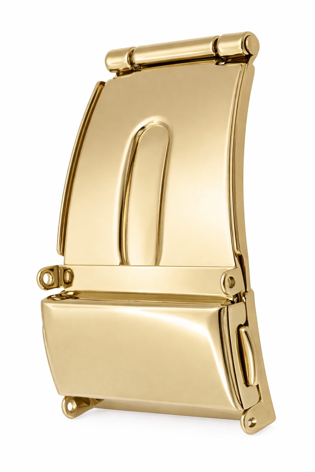 Boucle Déployante Courte Bracelet Montre - Fermoir 3 Plis Papillon - Acier Poli Miroir Or - 1 Pc