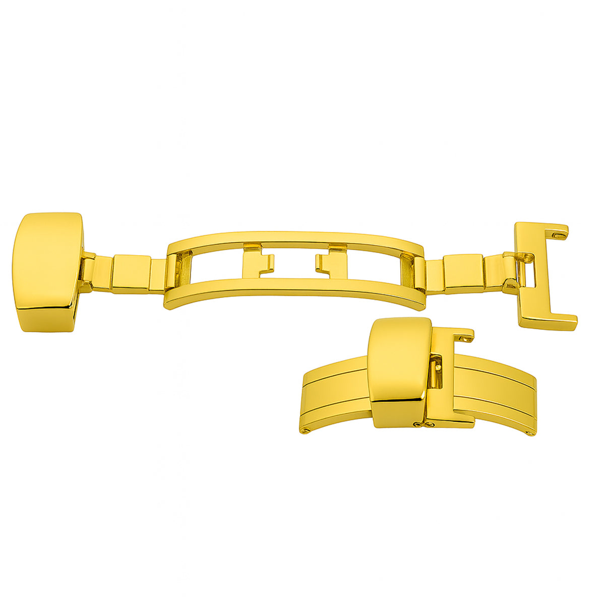 Uhrenarmband mit Faltschließe – Butterfly-Verschluss – Goldspiegelstahl