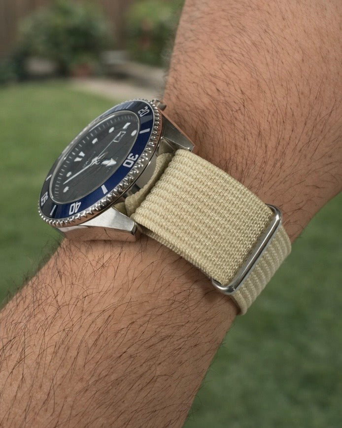 Nato Blanc Crème - Hybride Tissu Nylon / Silicone