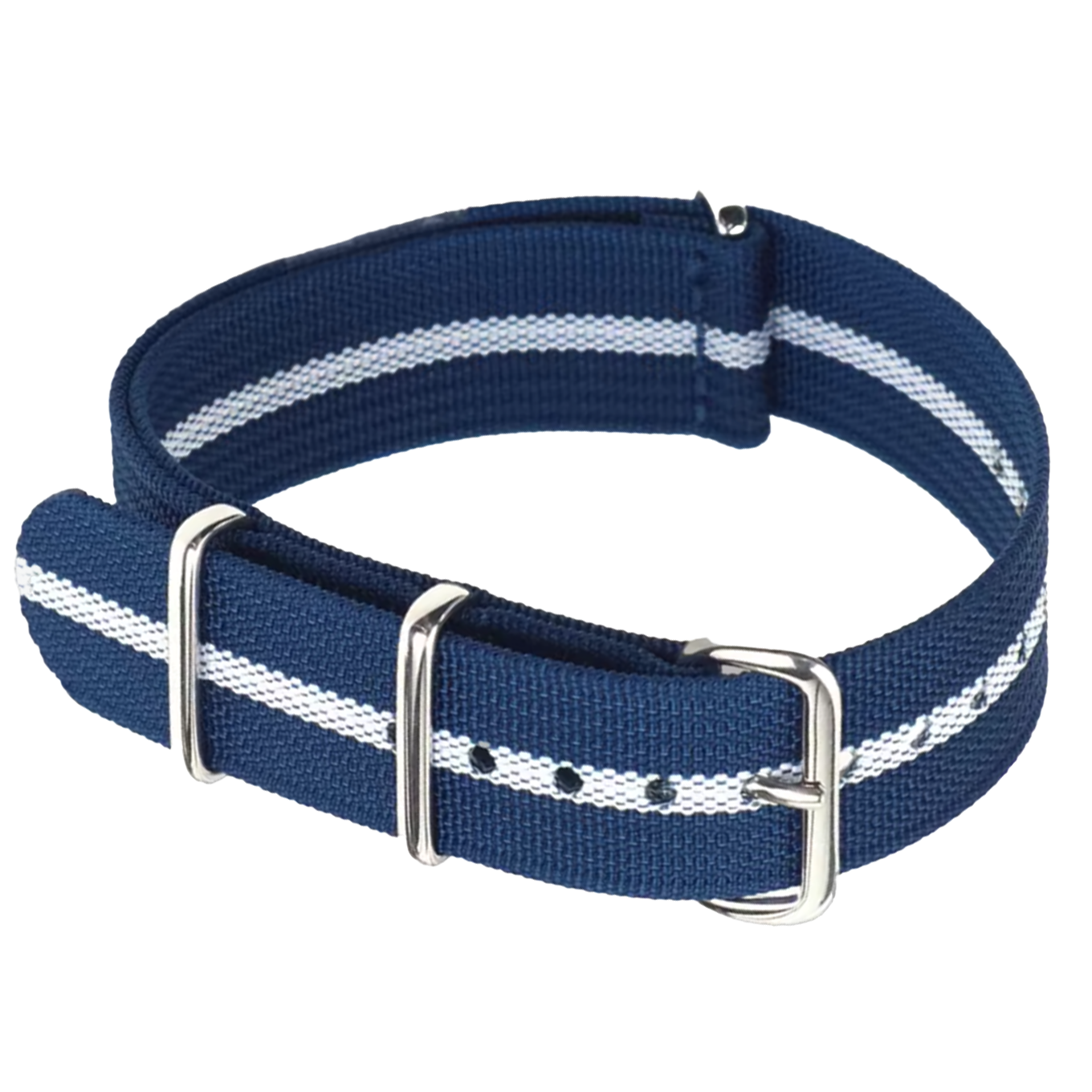 Nato-Armband Marineblau Weiß G10 Hybrid Nylongewebe &amp; Silikon - 20mm 22mm