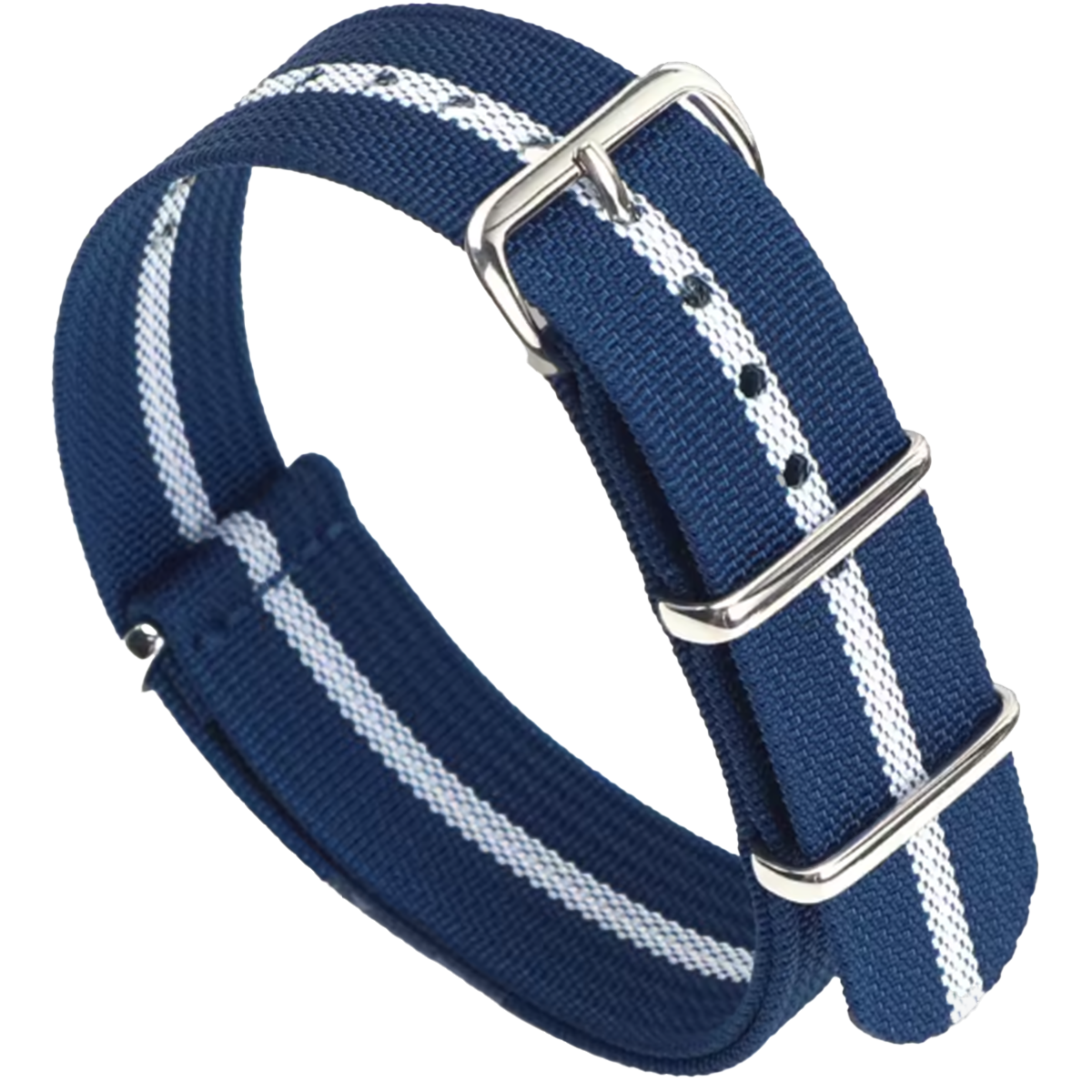 Nato-Armband Marineblau Weiß G10 Hybrid Nylongewebe &amp; Silikon - 20mm 22mm