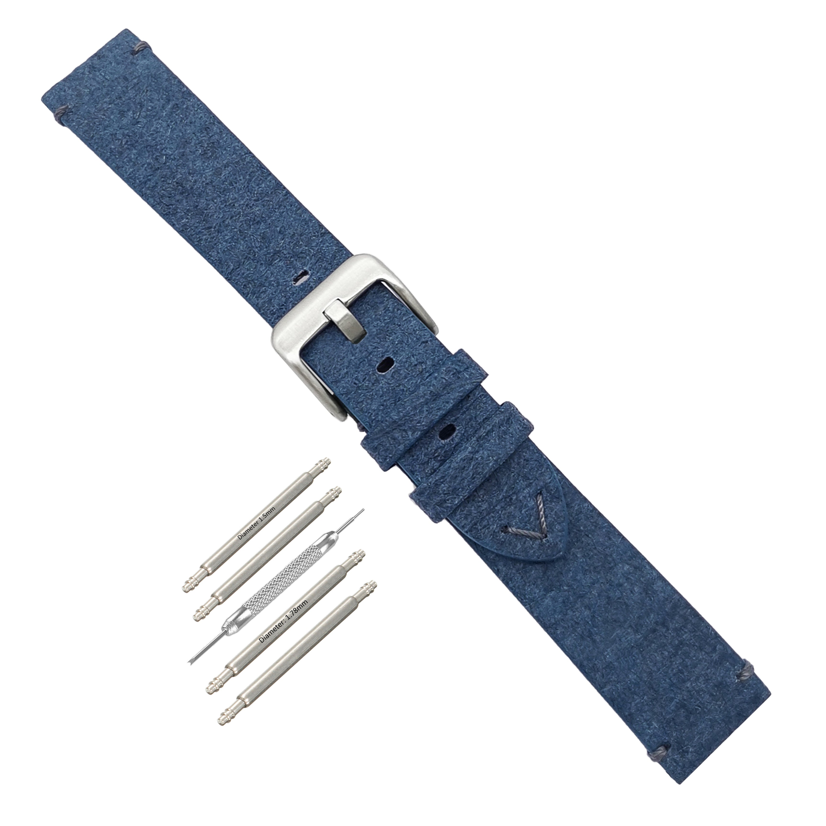 Vegane blaue Uhrenarmbänder 18 mm, 20 mm, 22 mm – Ananasblätter