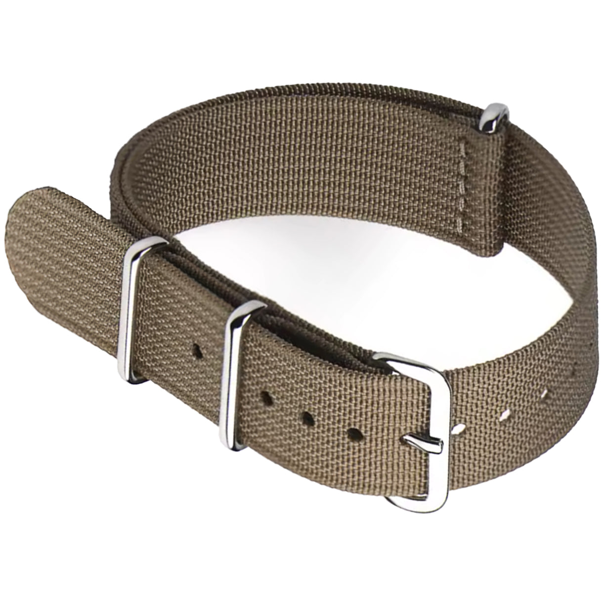 Nato-Armband Braun Hellbraun G10 Hybridgewebe Nylon &amp; Silikon - 18mm 20mm 22mm