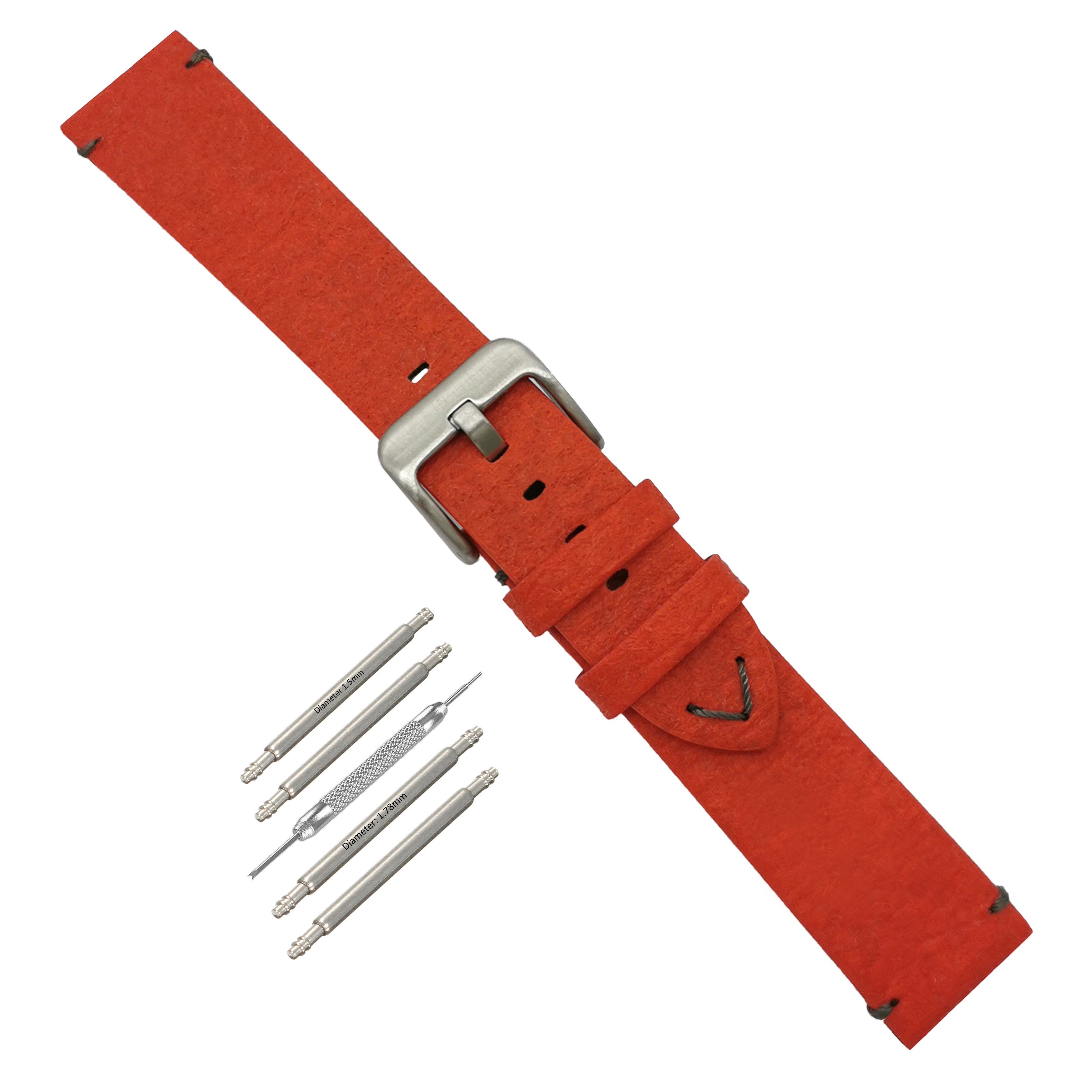 Vegane rote Uhrenarmbänder 18 mm, 20 mm, 22 mm – Ananasblätter