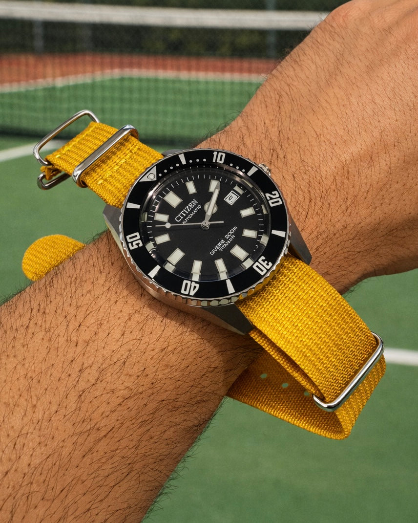 Nato Jaune Moutarde - Hybride Tissu Nylon / Silicone