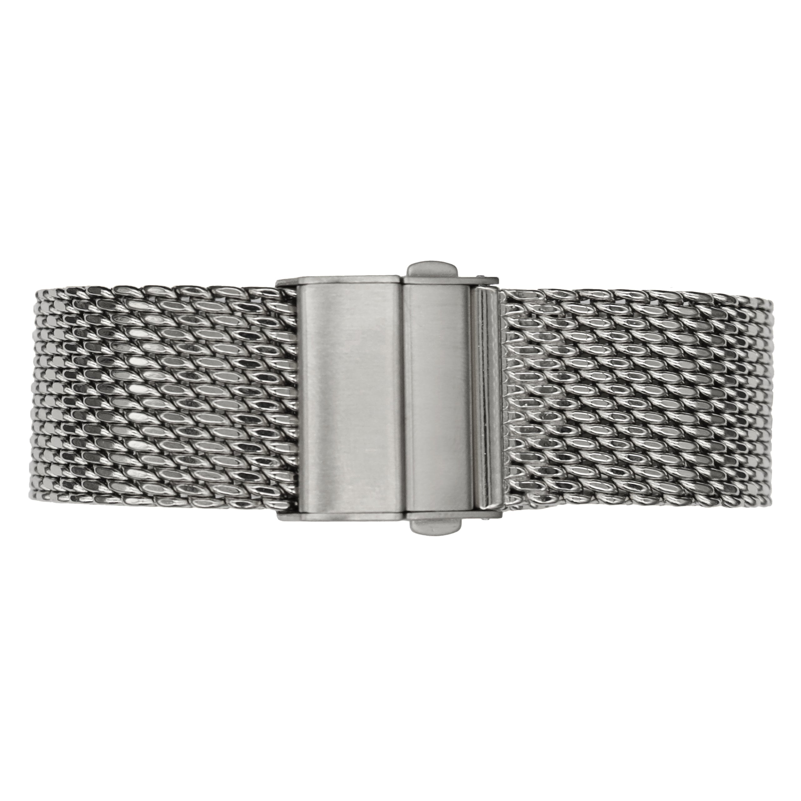 20mm BiG Mesh Ø 1mm Faltschließe - Herren Uhrenarmband Mesh, Milanaise - Universal - Silber / Silber