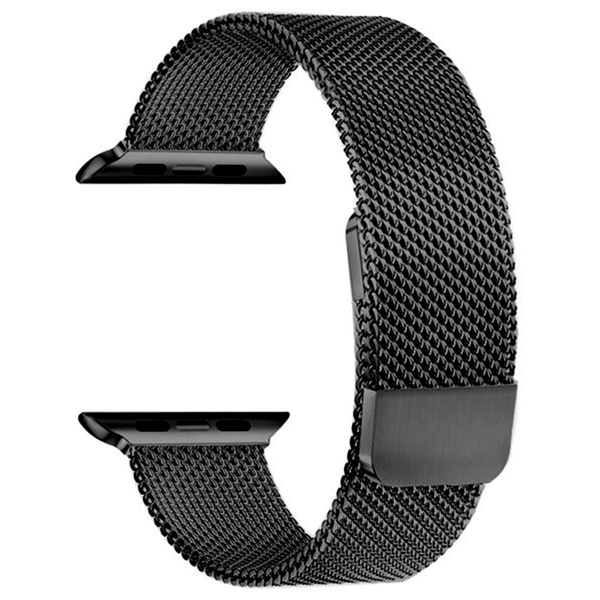 Schwarzes Milanese-Uhrenarmband, kompatibel mit Apple Watch iwatch – doppelt magnetisch