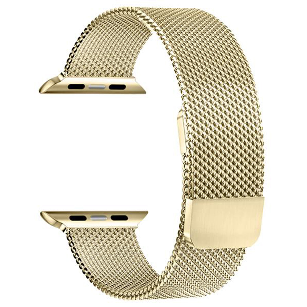 Goldenes Milanese-Uhrenarmband, kompatibel mit Apple Watch iwatch – doppelt magnetisch