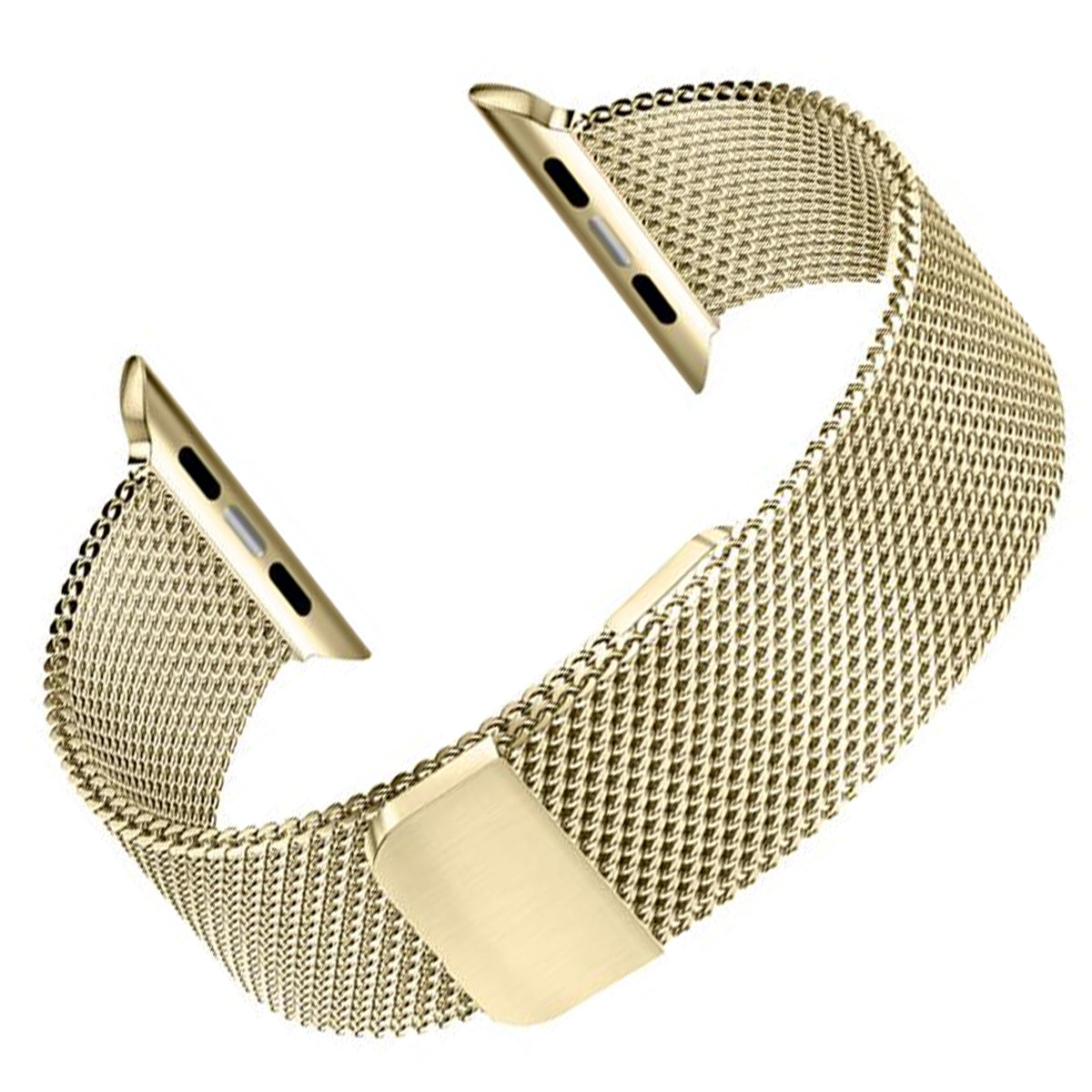 Goldenes Milanese-Uhrenarmband, kompatibel mit Apple Watch iwatch – doppelt magnetisch