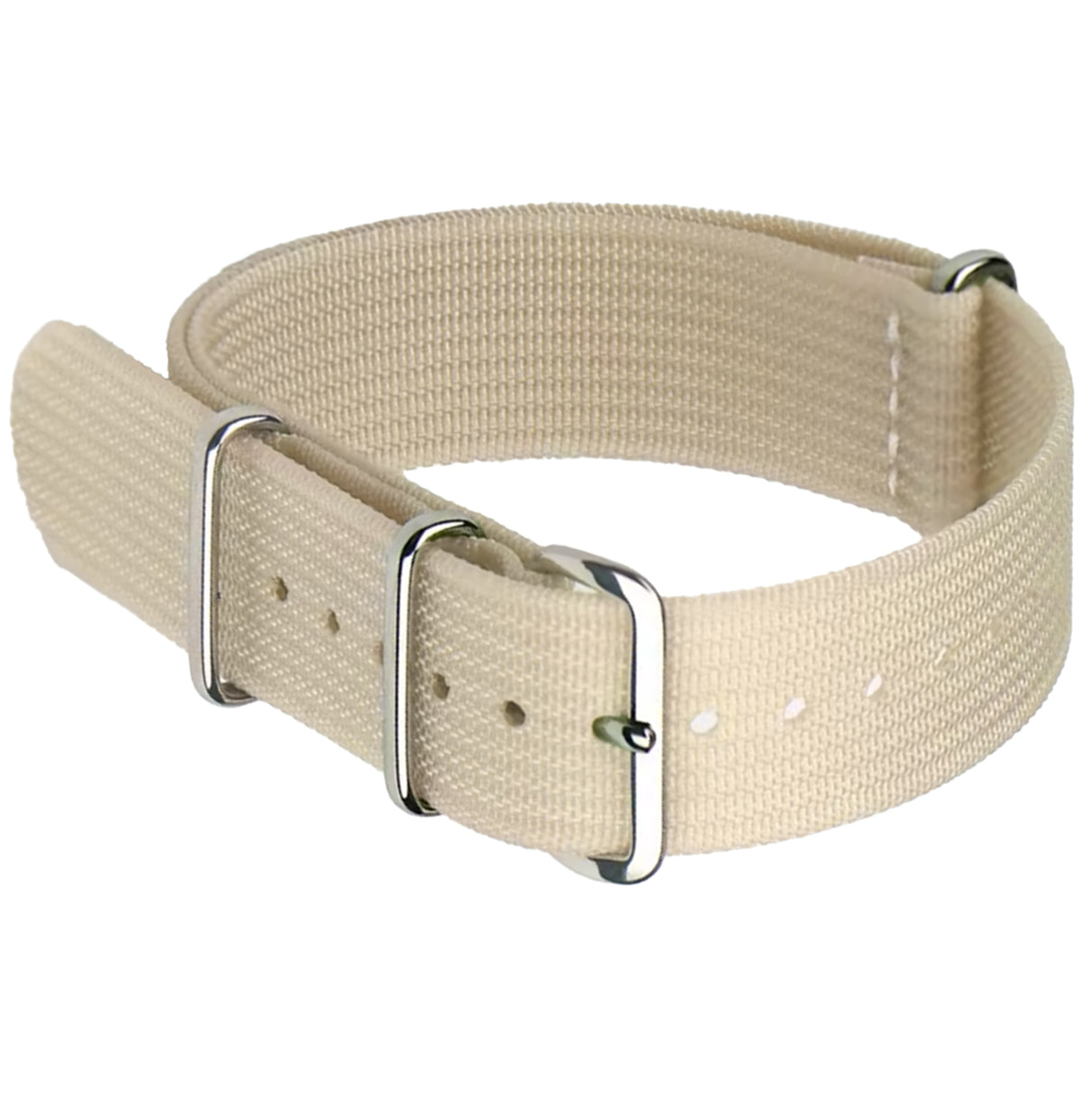 Cremeweißes Nato-Armband G10 Hybrid Nylongewebe &amp; Silikon – 18 mm, 20 mm, 22 mm