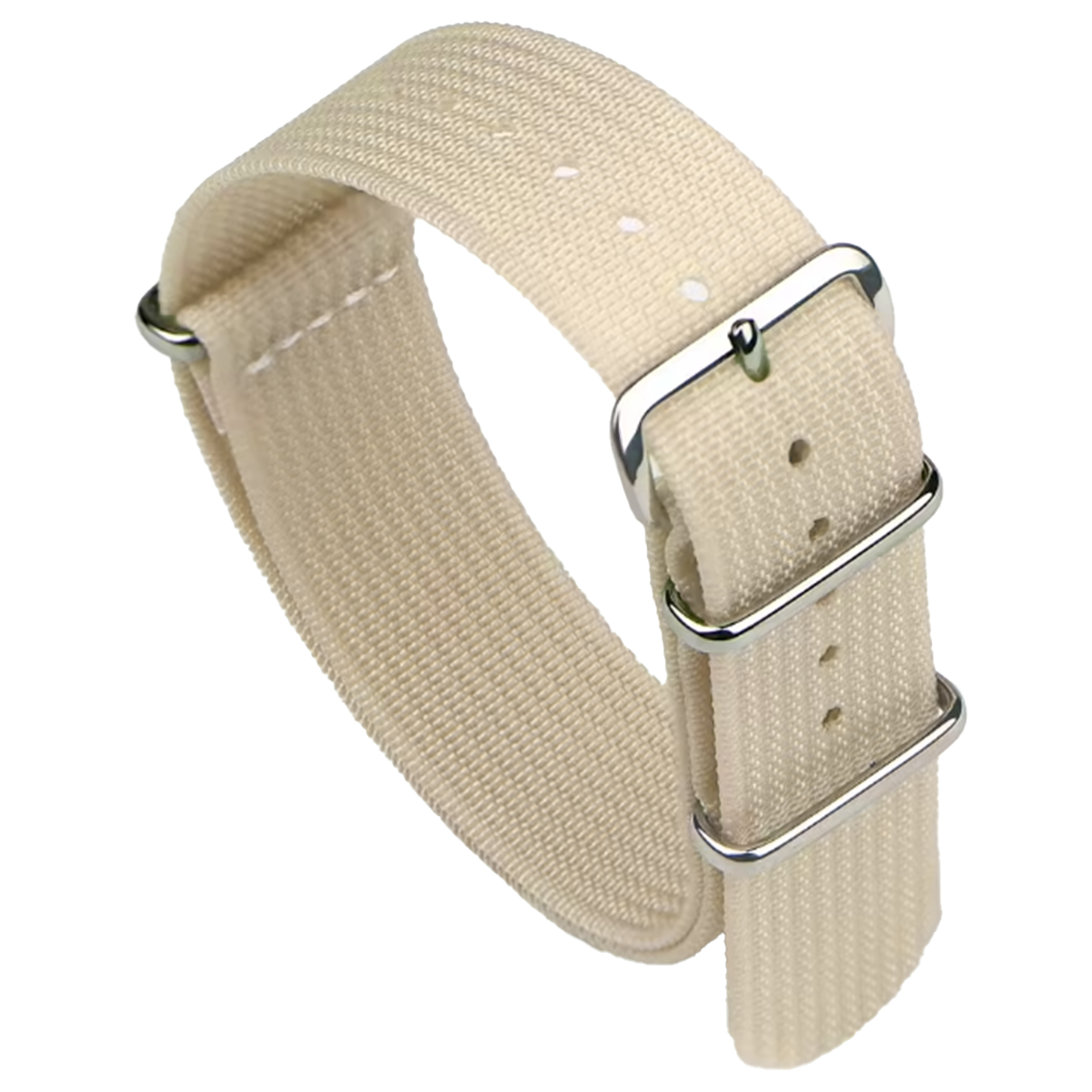 Cremeweißes Nato-Armband G10 Hybrid Nylongewebe &amp; Silikon – 18 mm, 20 mm, 22 mm