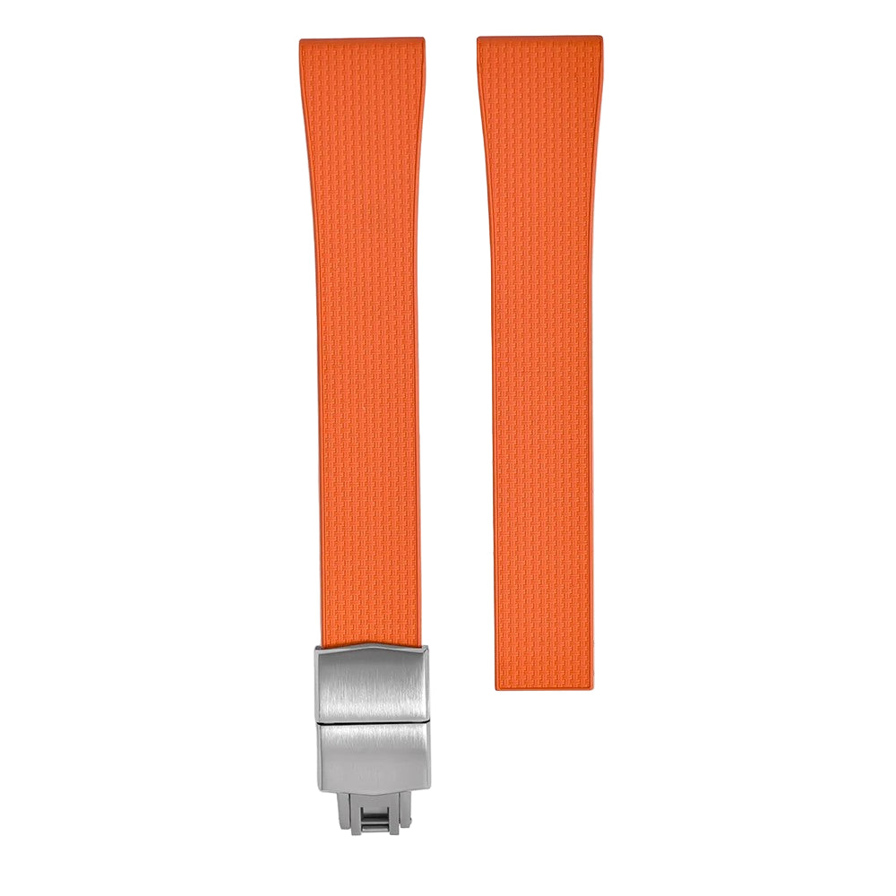 Mosaik-Kautschuk-Uhrenarmband – Silberne Faltschließe – Orange