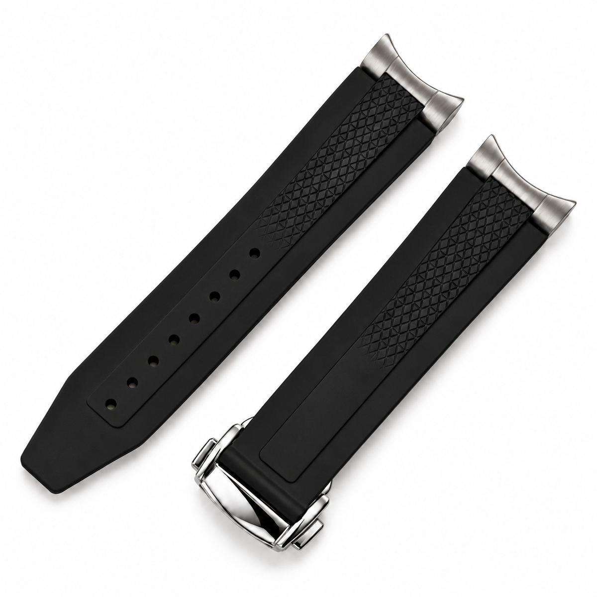 Bracelet 22mm en Caoutchouc FKM Compatible Longines HydroConquest 43mm – Embouts Incurvés / Boucle Déployante