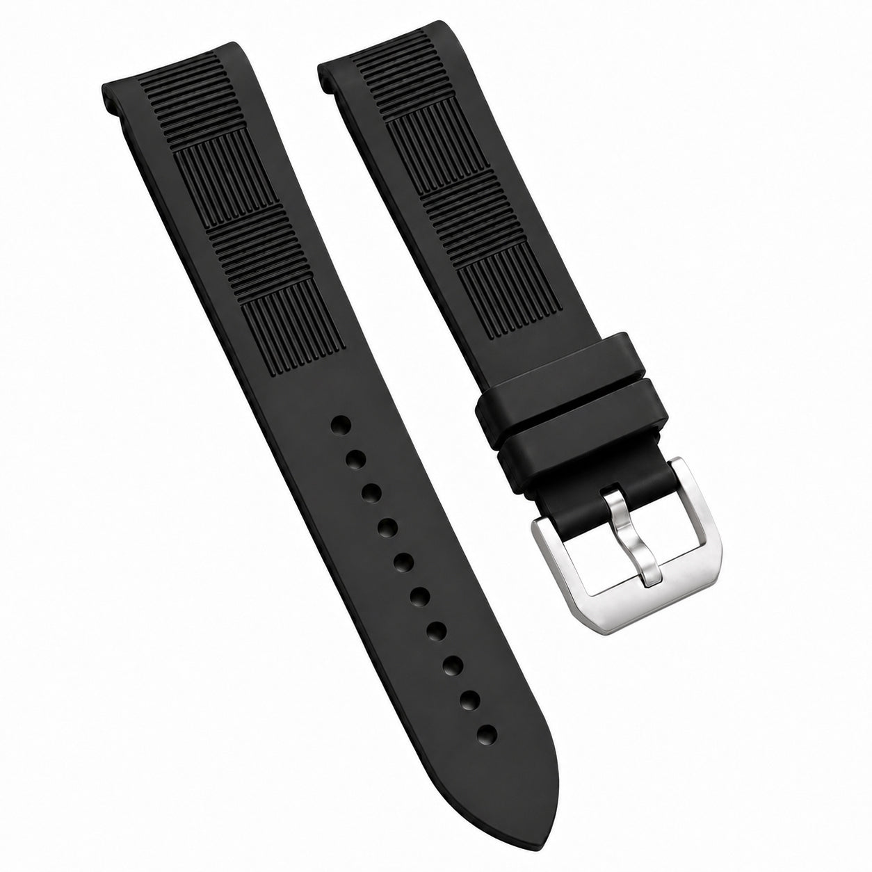 FKM Rubber Watch Strap - Checkered Pattern / Curved - Universal