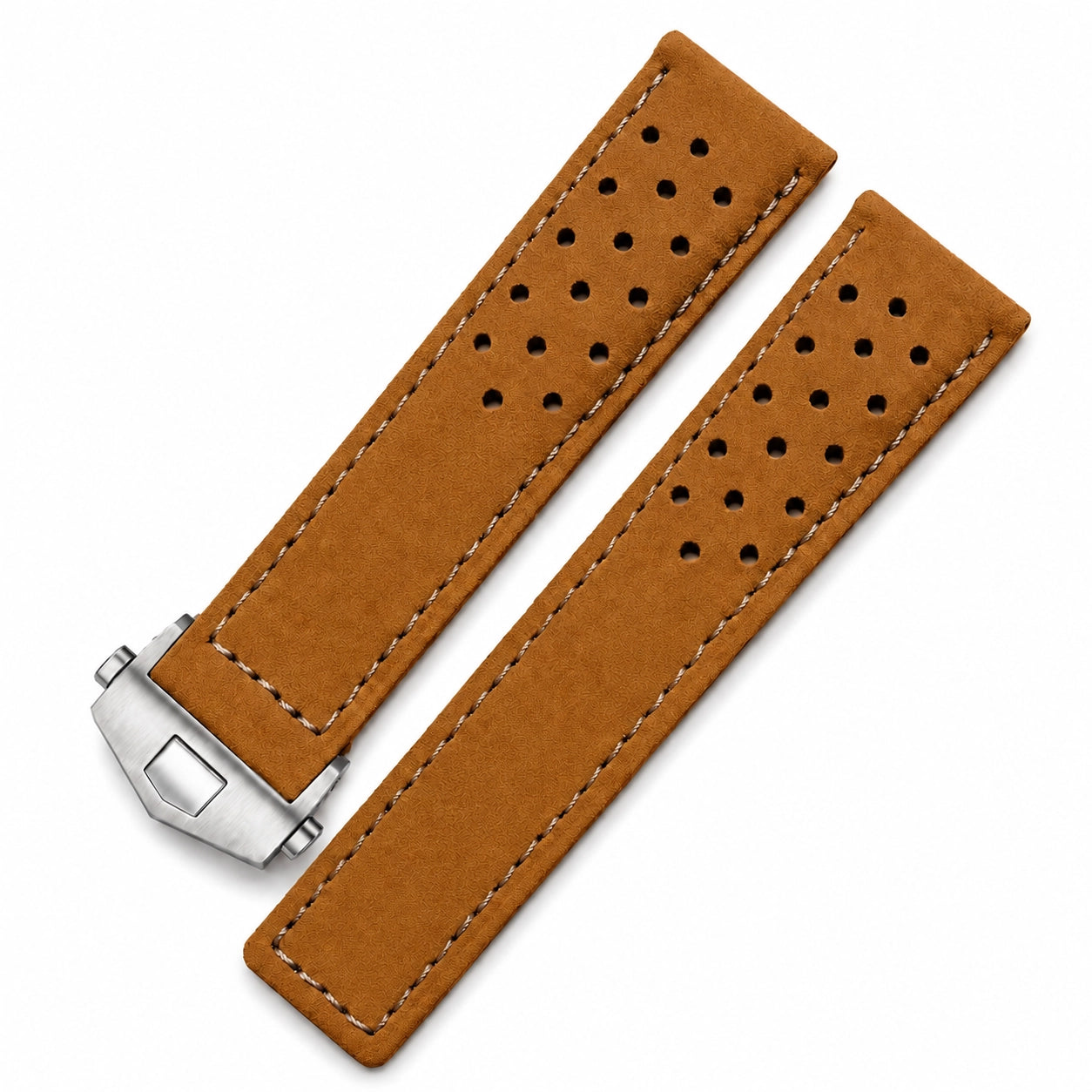 Bracelet de Montre Cuir Suède (Daim) - Marron Camel - Boucle Déployante - Universel